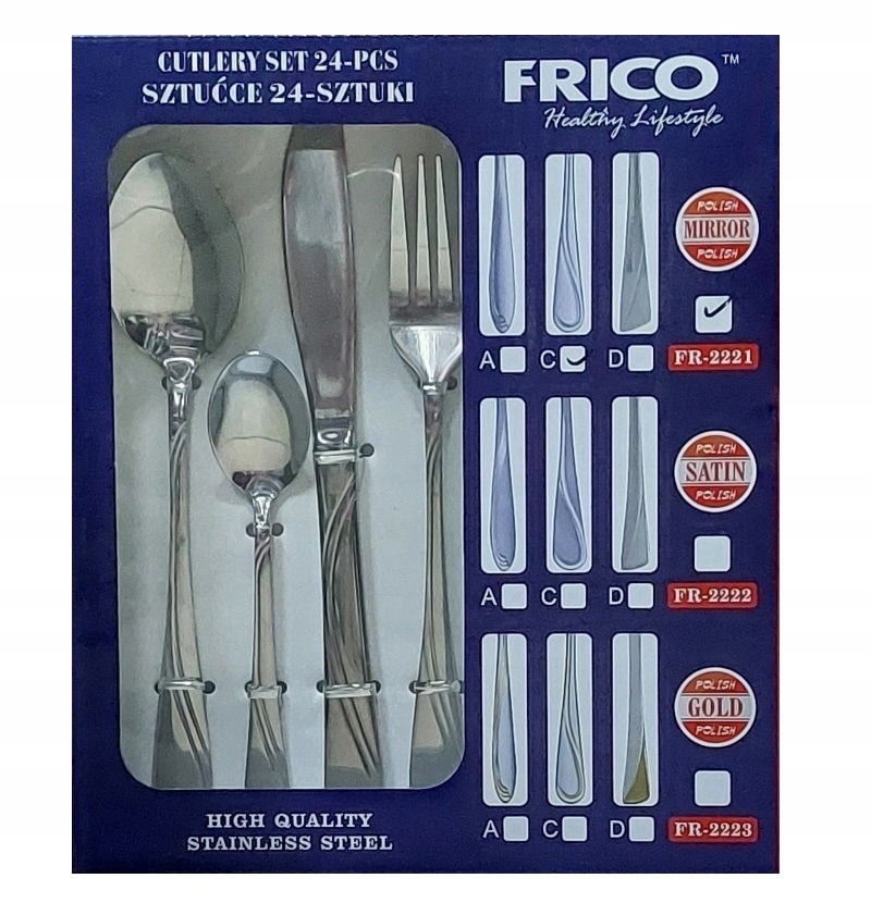 Piękne Sztućce Frico 24 El. Cieżkie Srebro Fala