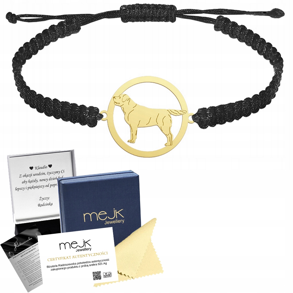 Zlatý náramek z labradorského retrívra 925 Makramé Šperky Gravírování Bonus
