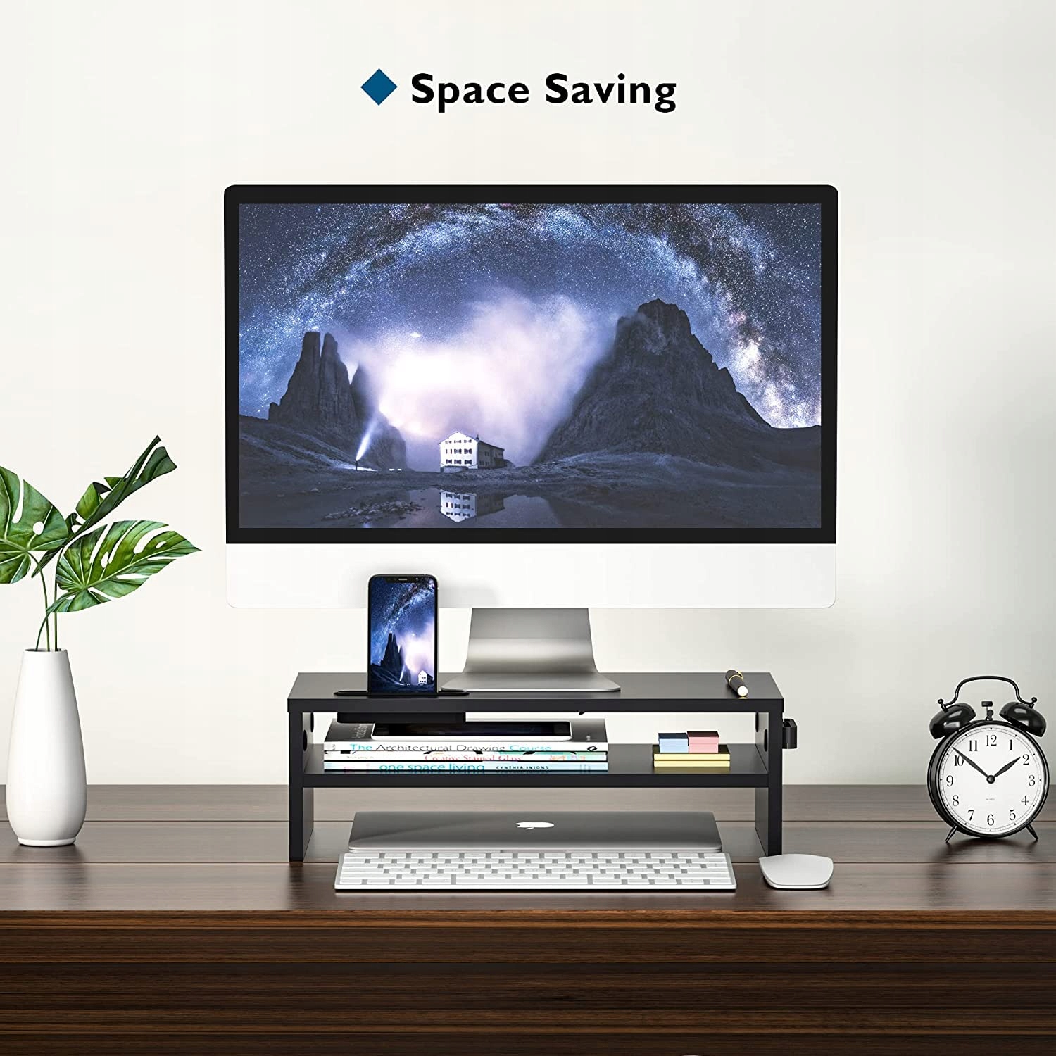 BONTEC STOJAK NA MONITOR PODSTAWKA POD LAPTOP KOMPUTER PC IMAC 42CM CZARNY — miniatura 3