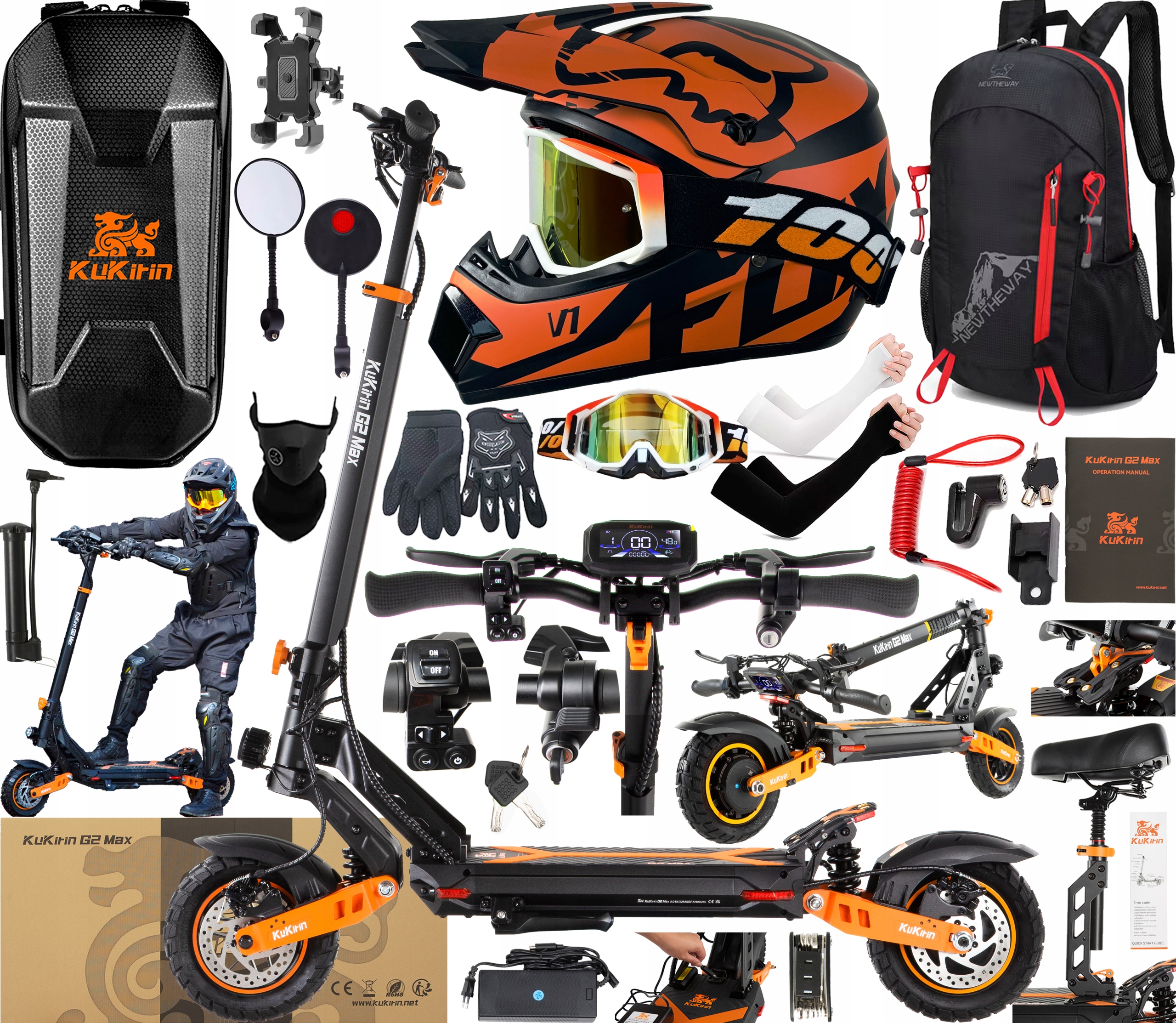 KuKirin G2 Max Pojazdy elektryczne 1000W 48V 20.8AH 55KM/H 70KM +10