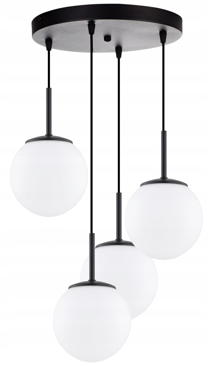 Lampa Wisząca Sufitowa Żyrandol Czarna Białe Kule Milo Led E27