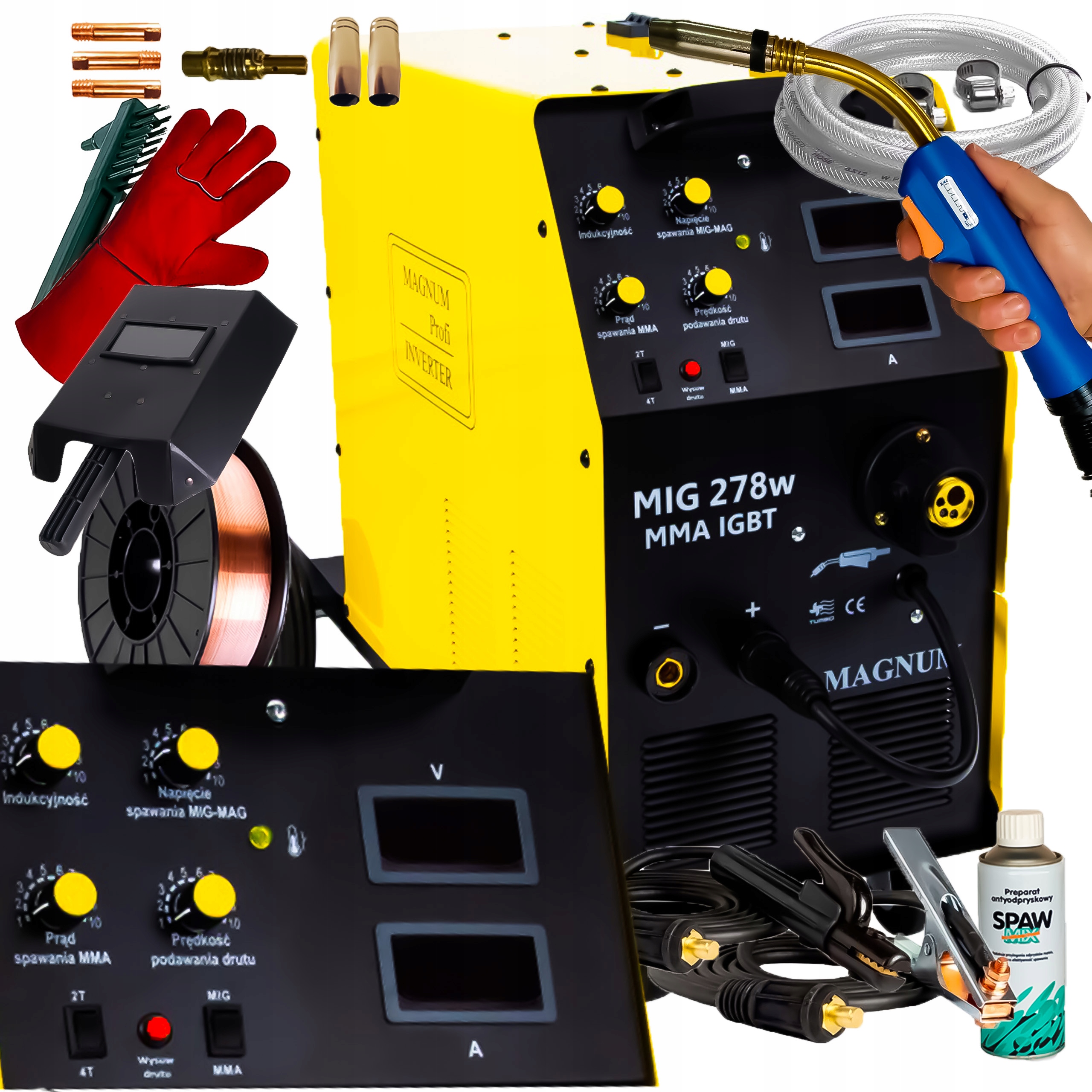 Spawarka Inwertorowa Migomat Półautomat Magnum Mig 278W Mma Igbt 400V 280A
