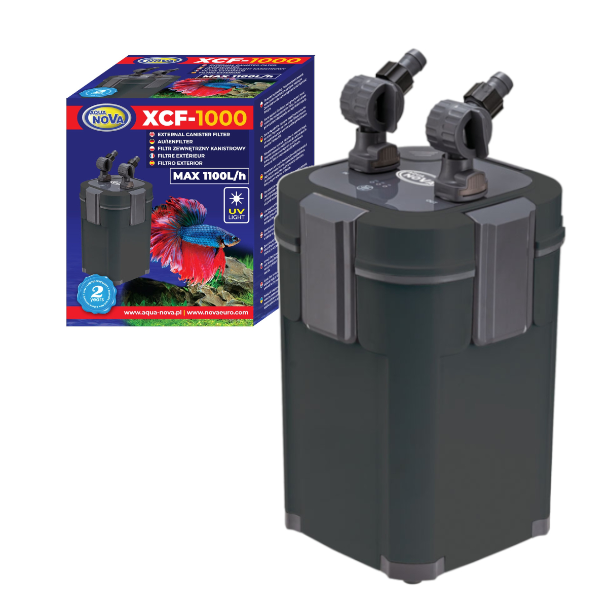 Filtr Zewnętrzny Kubełkowy XCF-1000 z Lampą Uv 7W Akwarium 200L 1000 L/h