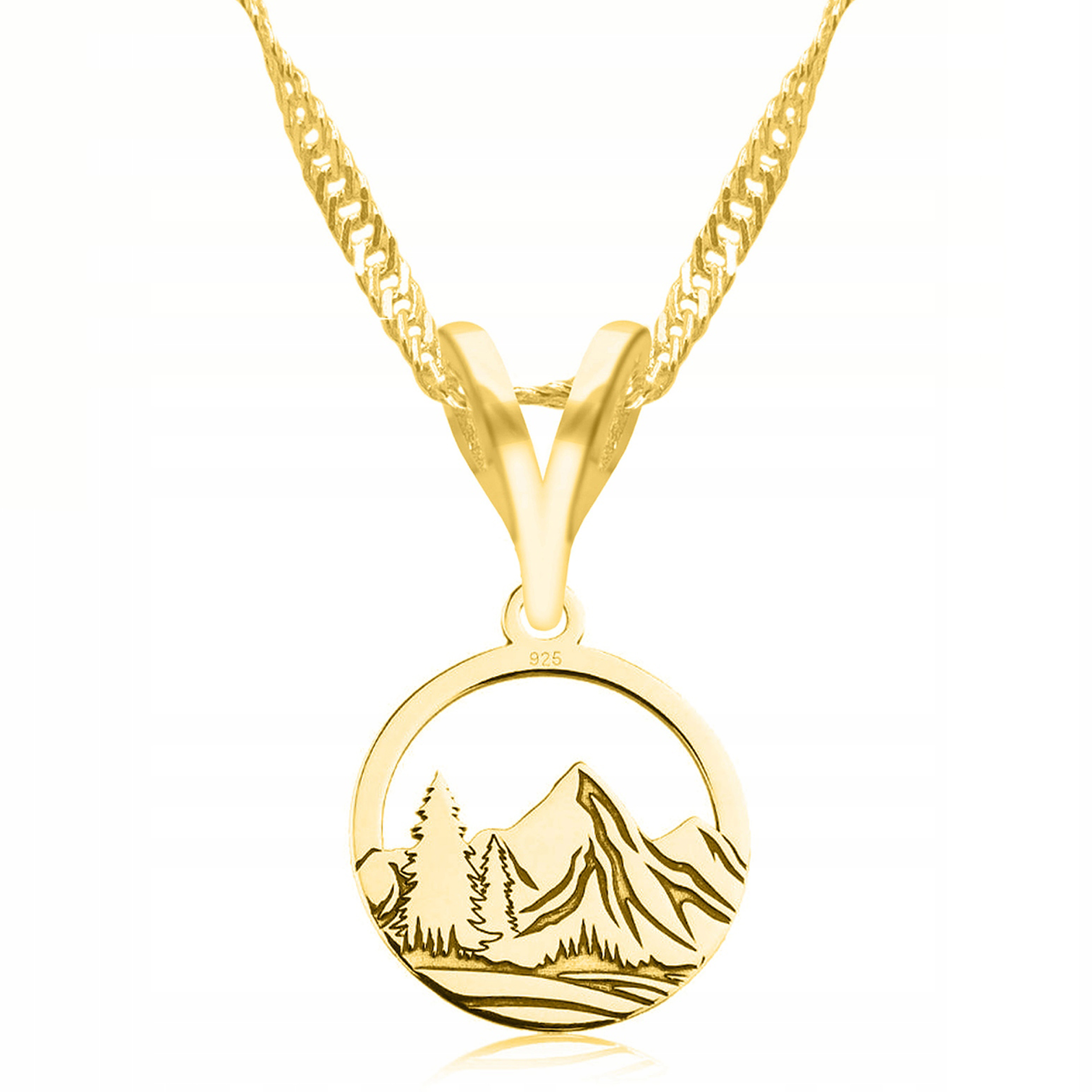Zlatý náhrdelník s Tatrami a horami Hora Tatry Zakopané Polsko Stříbro 925