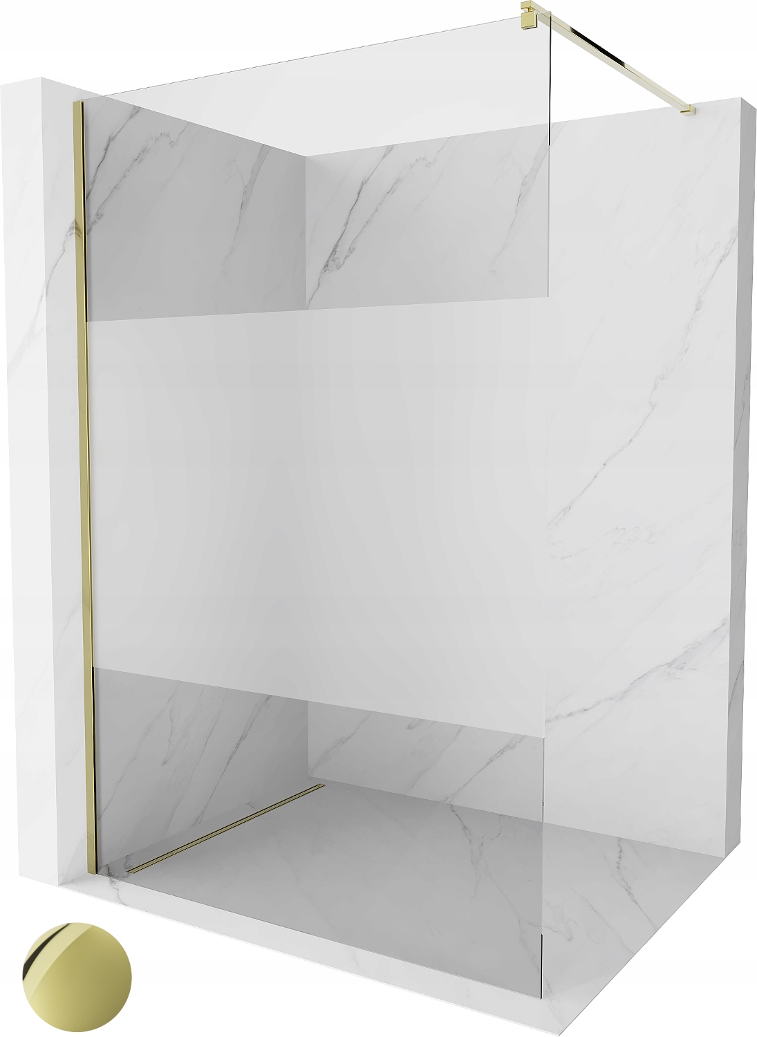 Mexen Kioto Ścianka Prysznicowa Walk-in Złota 140 x 200 CM szkło 8 mm
