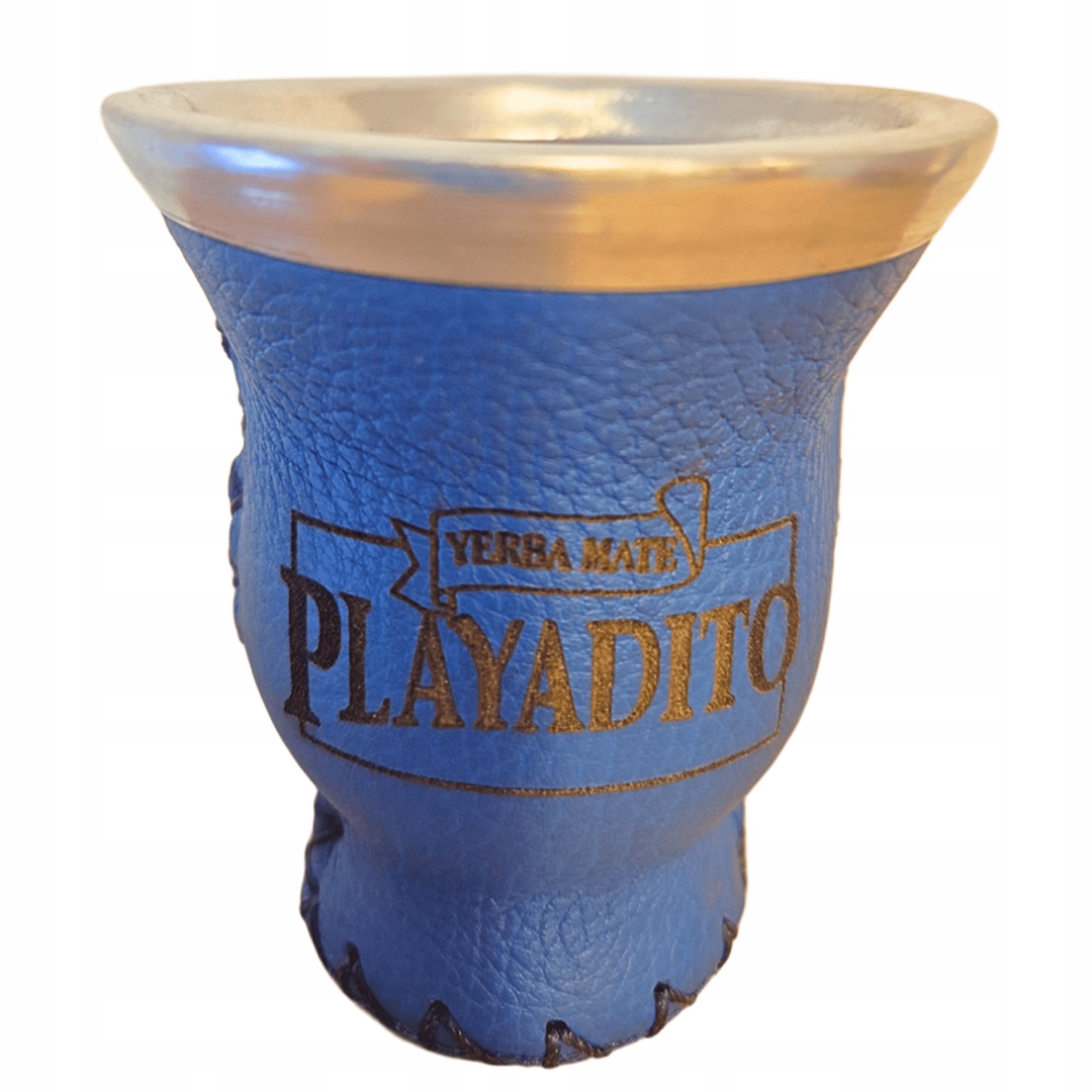 Levně Nádoba Playadito, modrá, sklo a kůže.