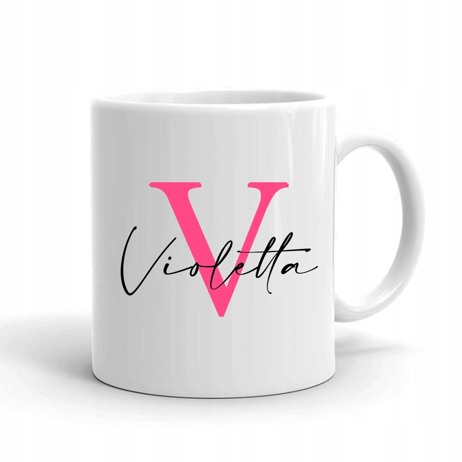 

Kubek Biały nadruk imię Violetta Imiona Różowe 95