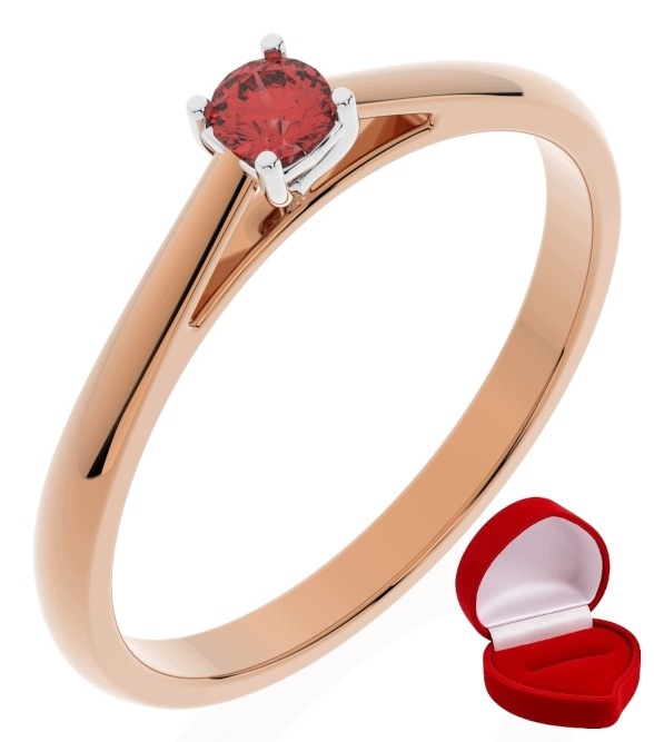 Zlatý Prstýnek 585 14k Rubín 0,09 ct Růžové Zlato R13