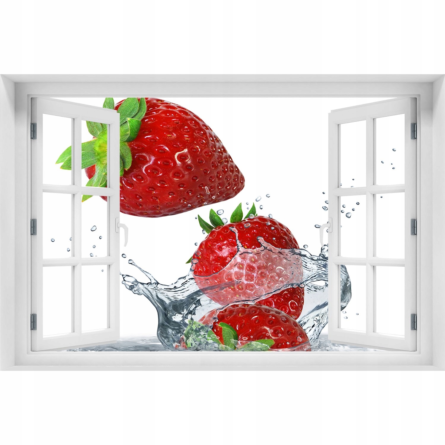 

Naklejka 3D Okno na ścianę Truskawki i woda 120x80