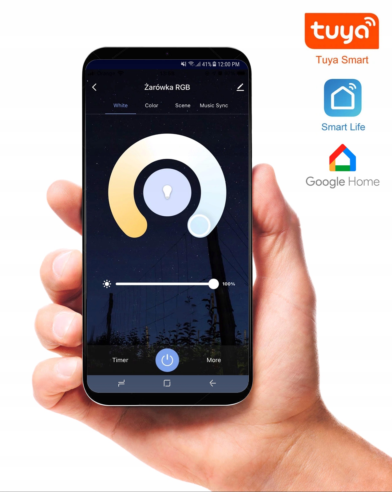 Żarówka LED SMART E27 5,5W WW-NW-CW Wi-Fi TUYA CCT Marka Berge