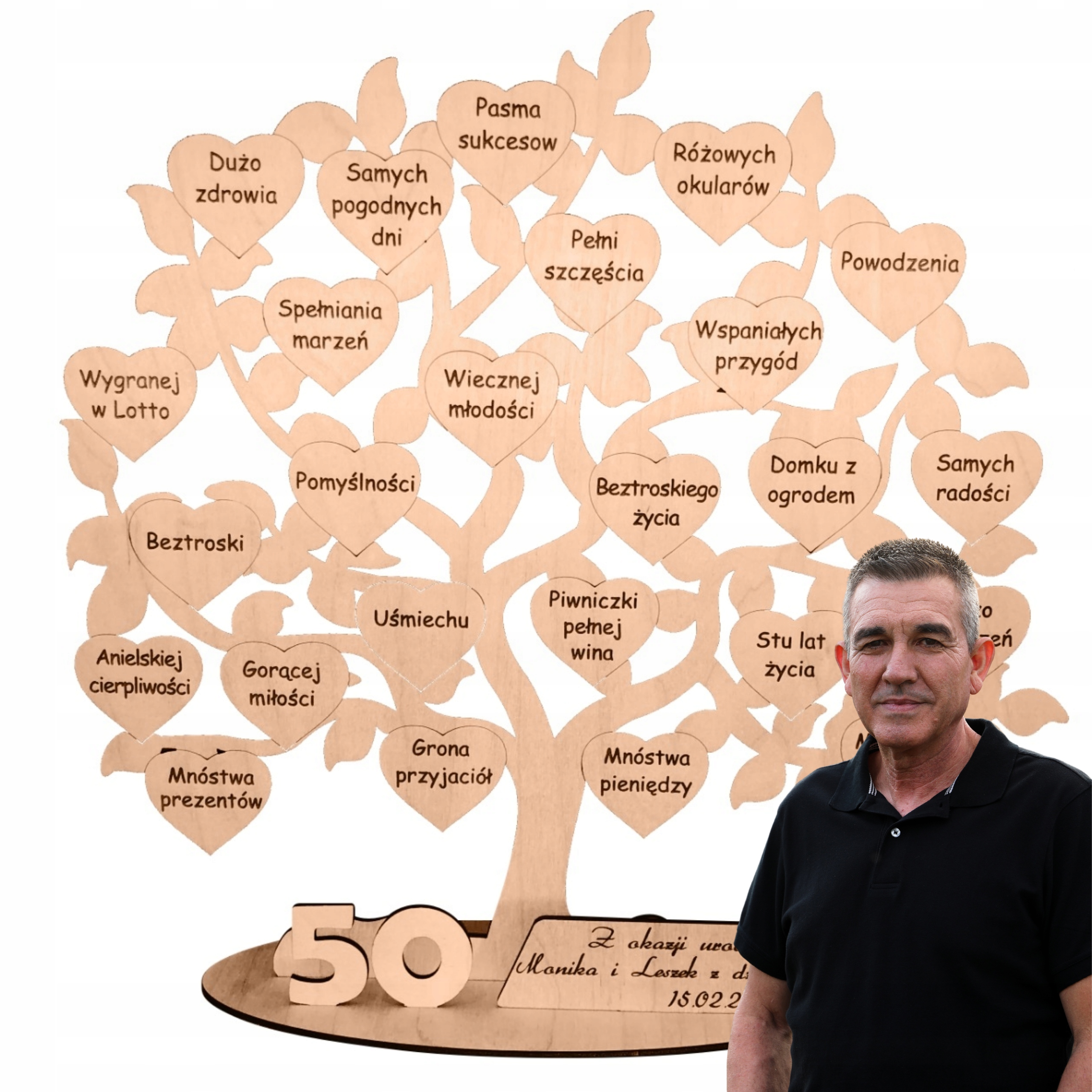 50. narozeniny, padesátka, gravírování stromu