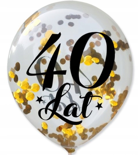 

Balony 40 Lat Z Konfetti Złote Metaliczne 5SZT