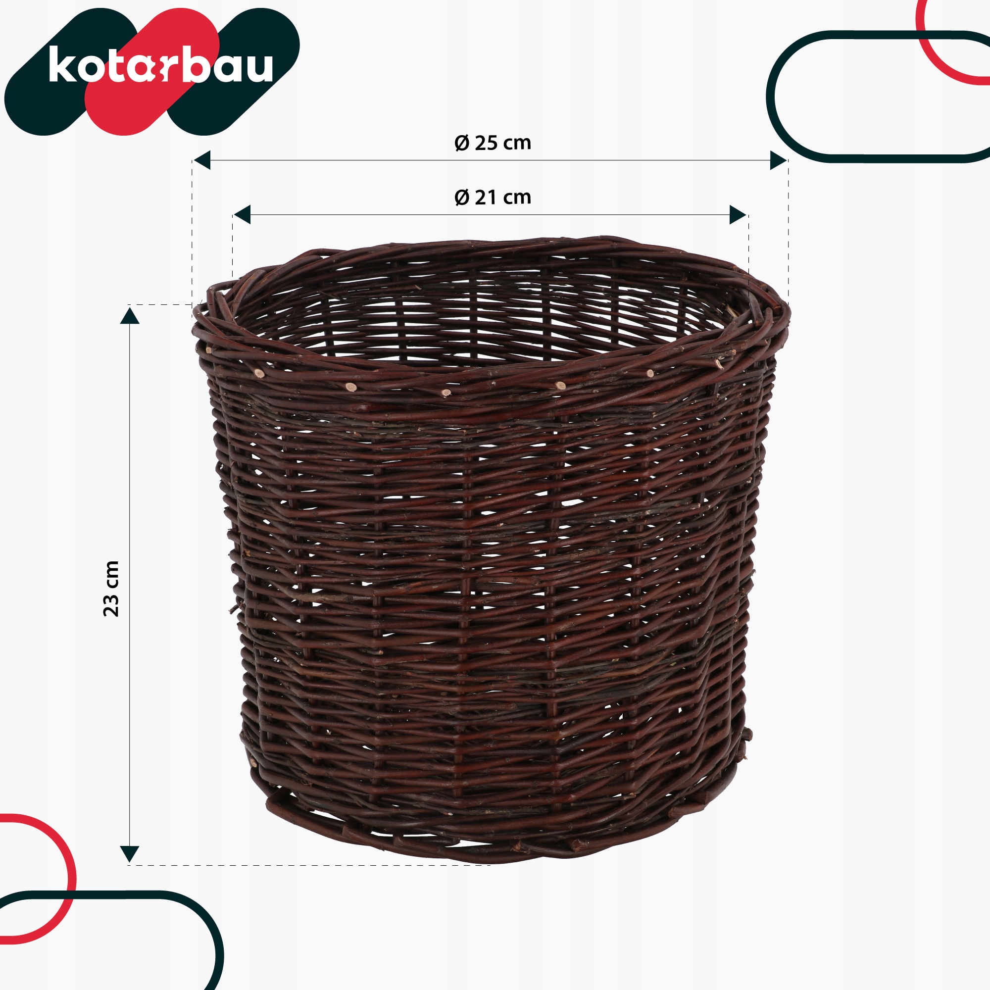 OSŁONKA WIKLINOWA NATURALNA DONICZKA PLECIONA KOSZYK NA KWIATY ROŚLINY Fi25 Kod producenta R227