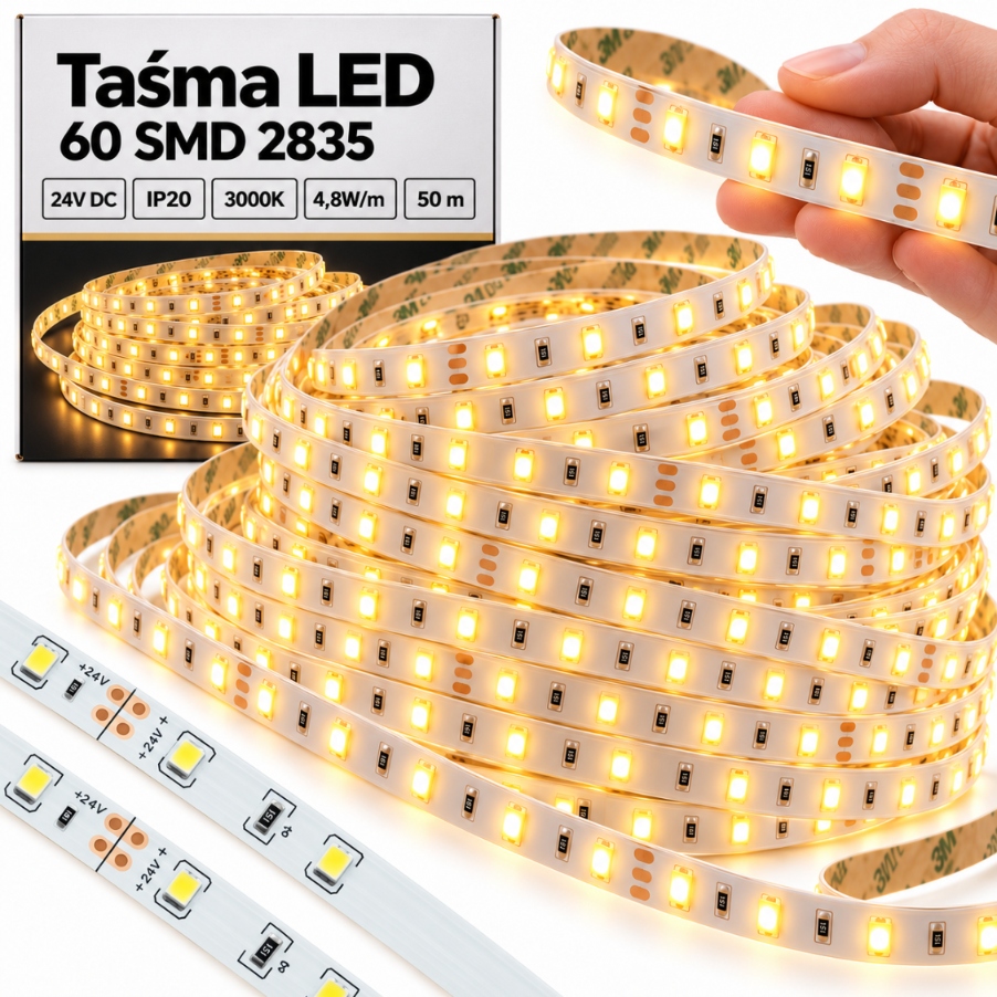 Led SMD2835 50 m 3000K 24V tepelná páska do kuchyně nábytku a interiérů domu Led