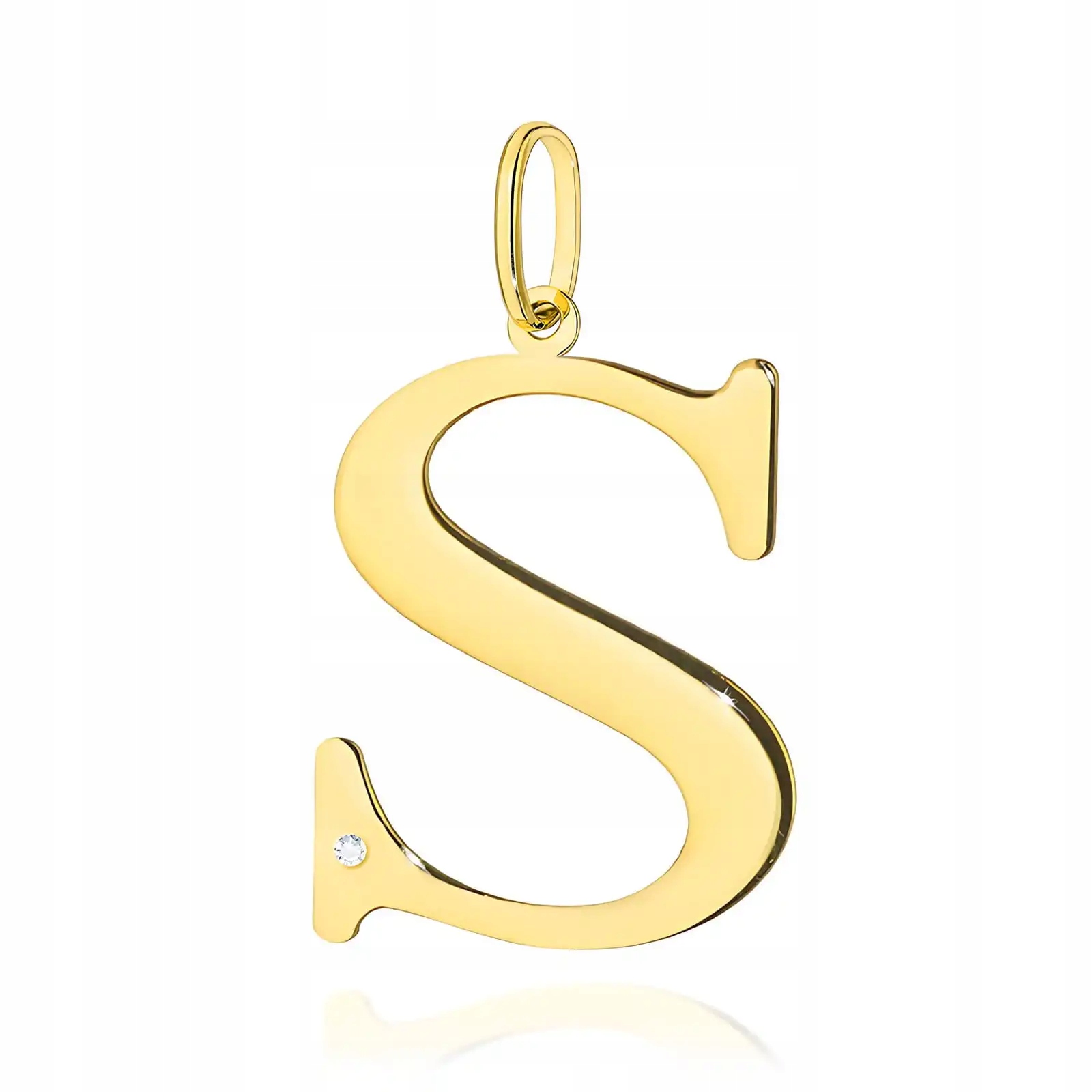Přívěsek ze zlata 585 s diamantem, písmeno S, elegantní, značkový jako dárek