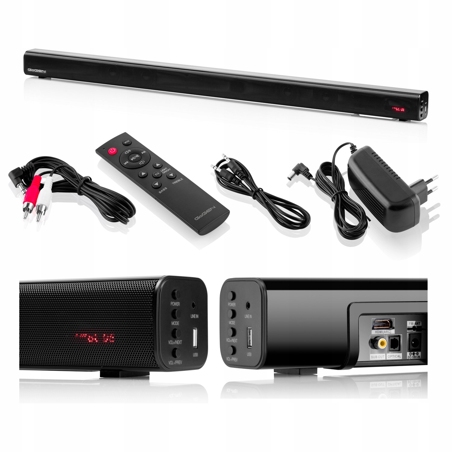 Soundbar Głośnik Bluetooth GoGEN USB HDMI Radio