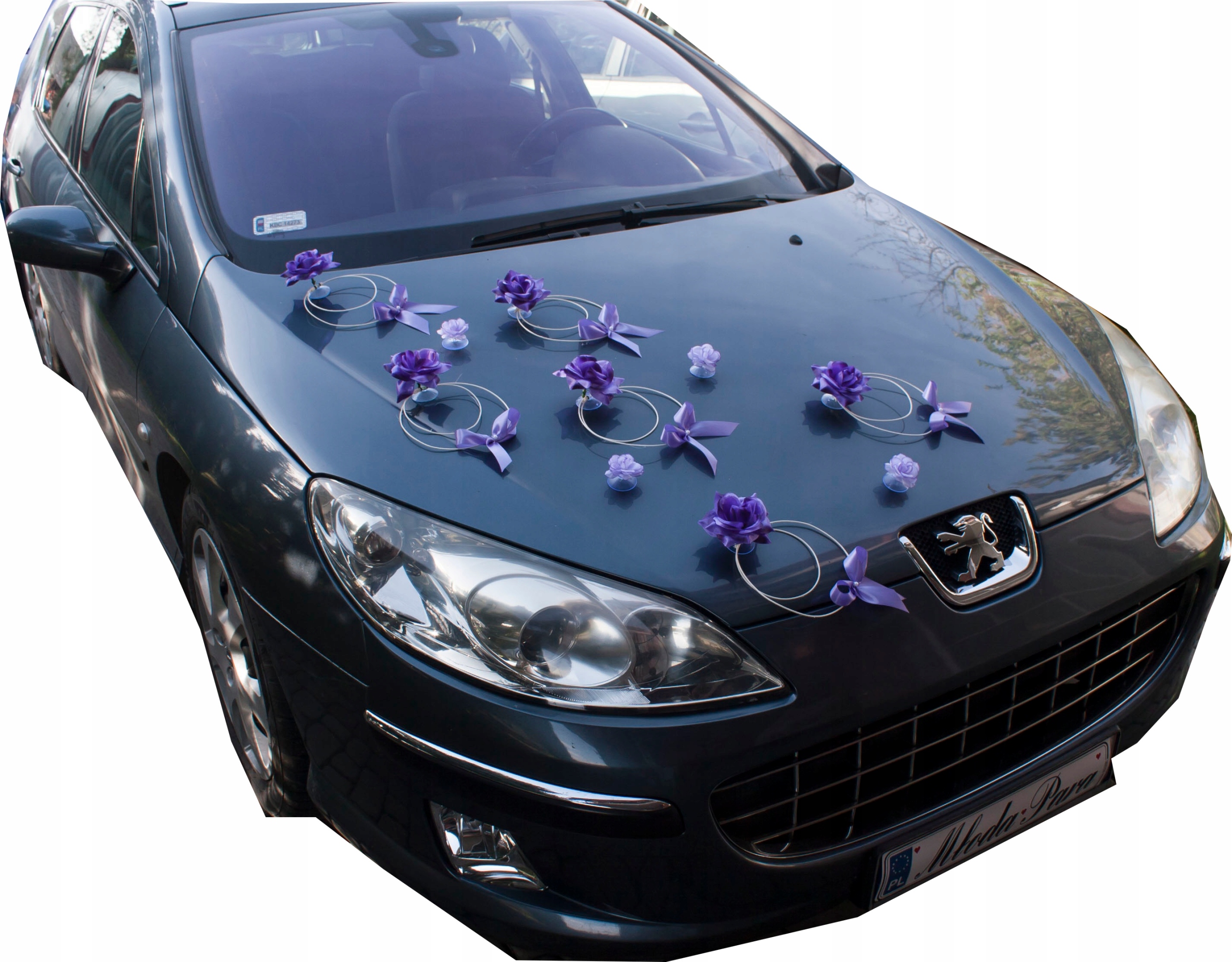 Fialová dekorace ozdoba na auto automobil 079