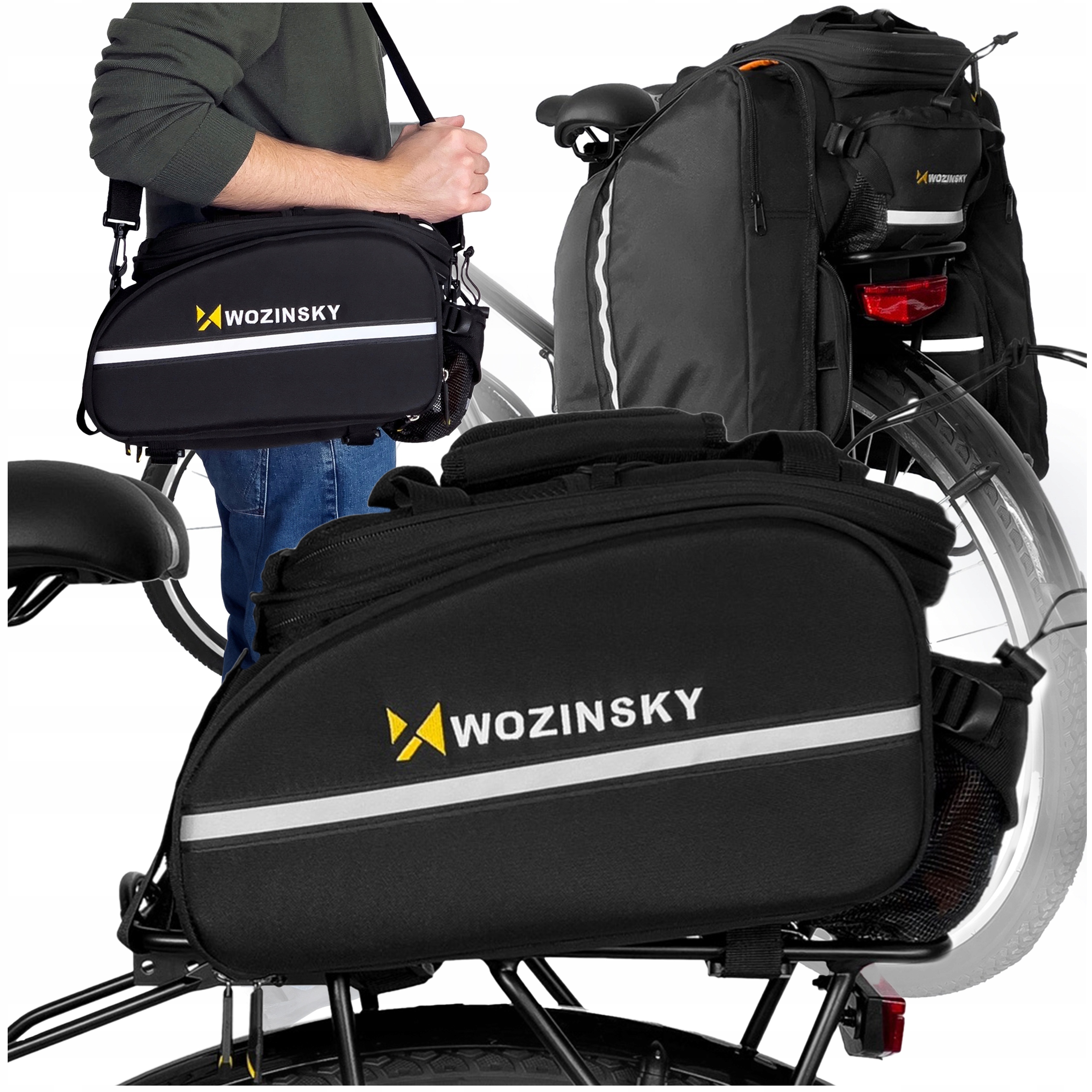 WOZINSKY SAKWA ROWEROWA TORBA NA BAGAŻNIK POJEMNA TORBA ROWEROWA KUFER 35L