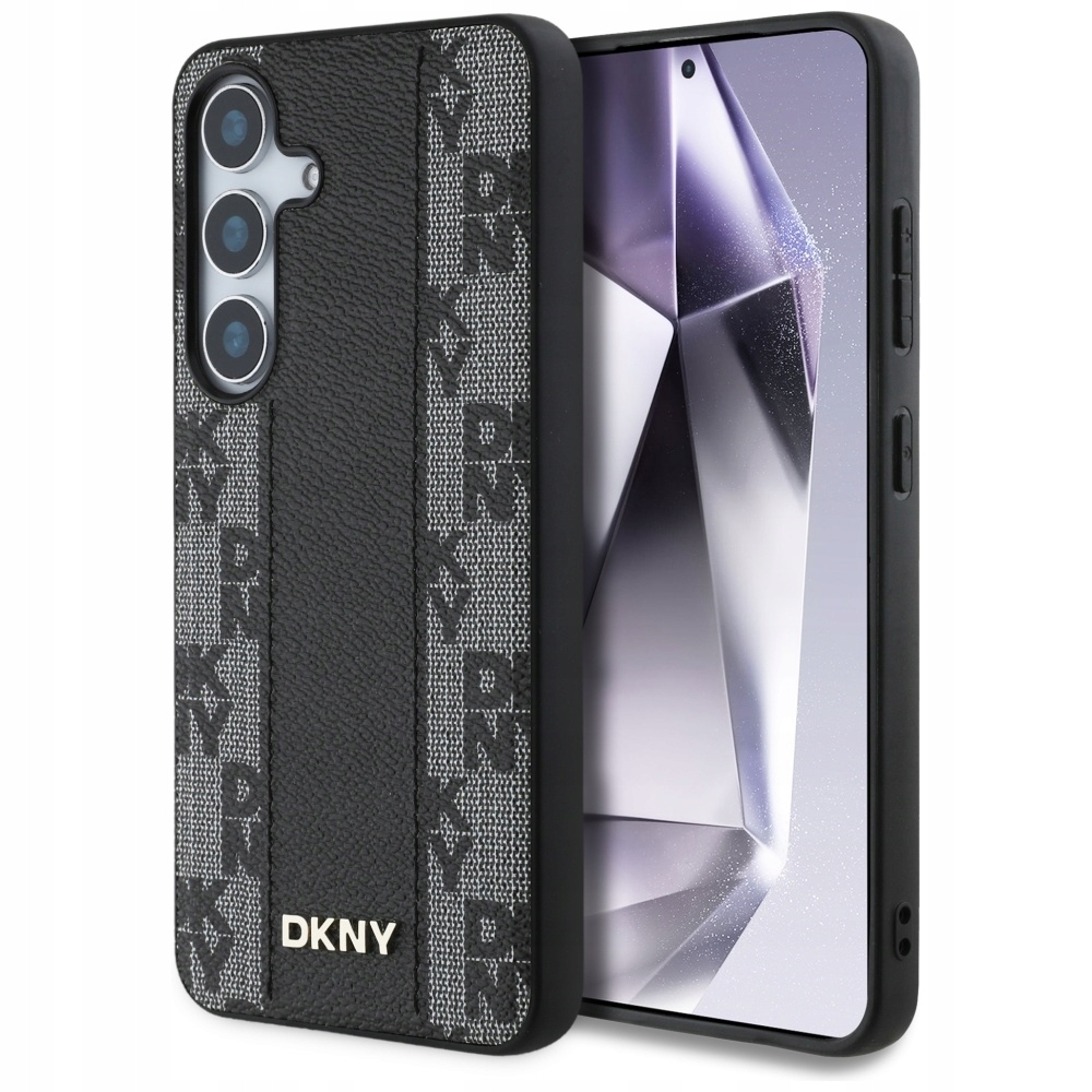 Etui Dkny Leather Checkered Pattern MagSafe do Samsung Galaxy S25 czarny