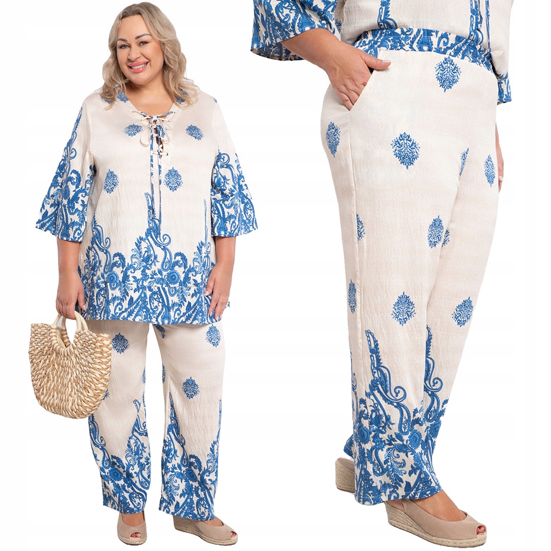 Kalhoty s modrými vzory 54/56