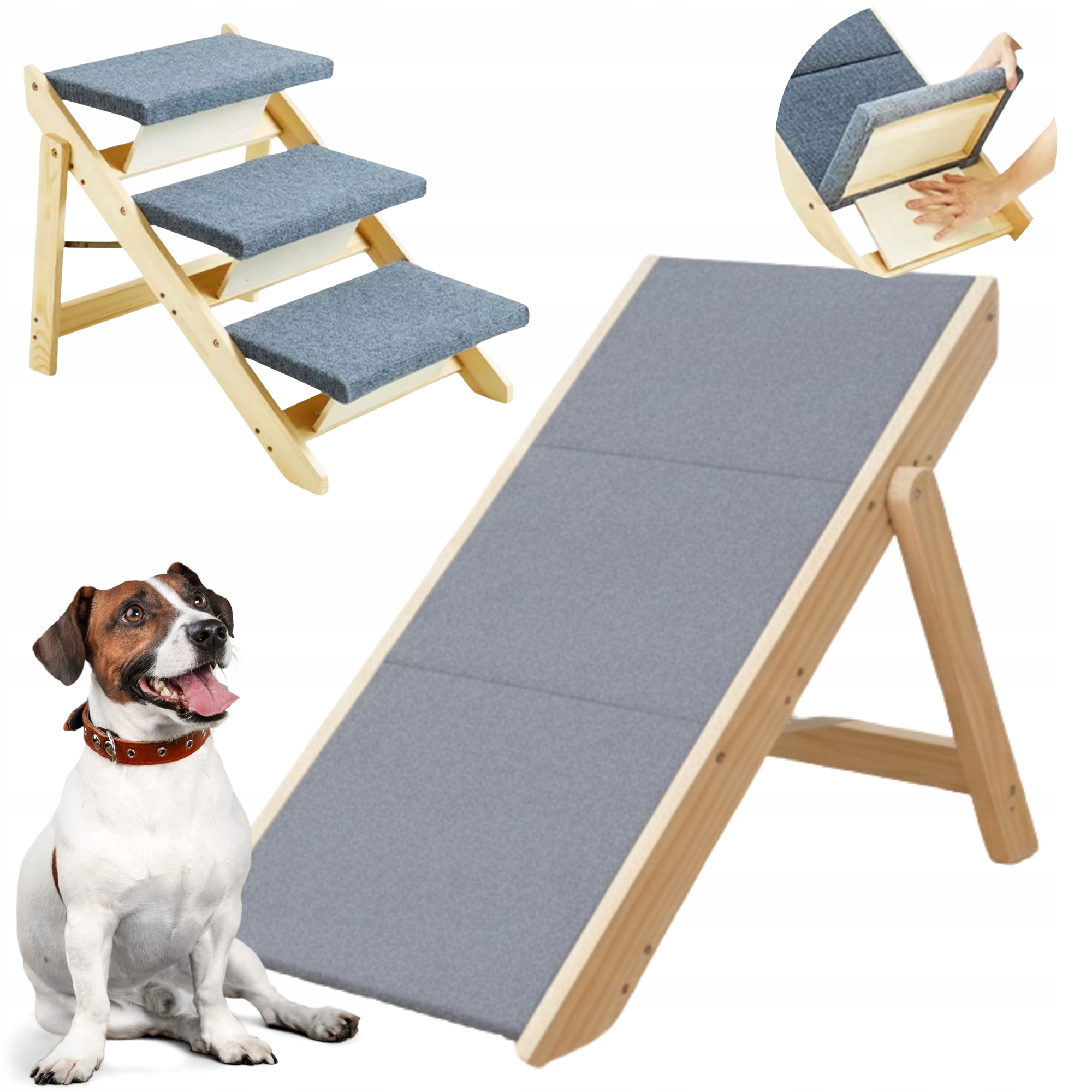 Rampa Dla Psa Schodki 2w1 Schody Podest 3 Stopnie Stabilna Drewniana