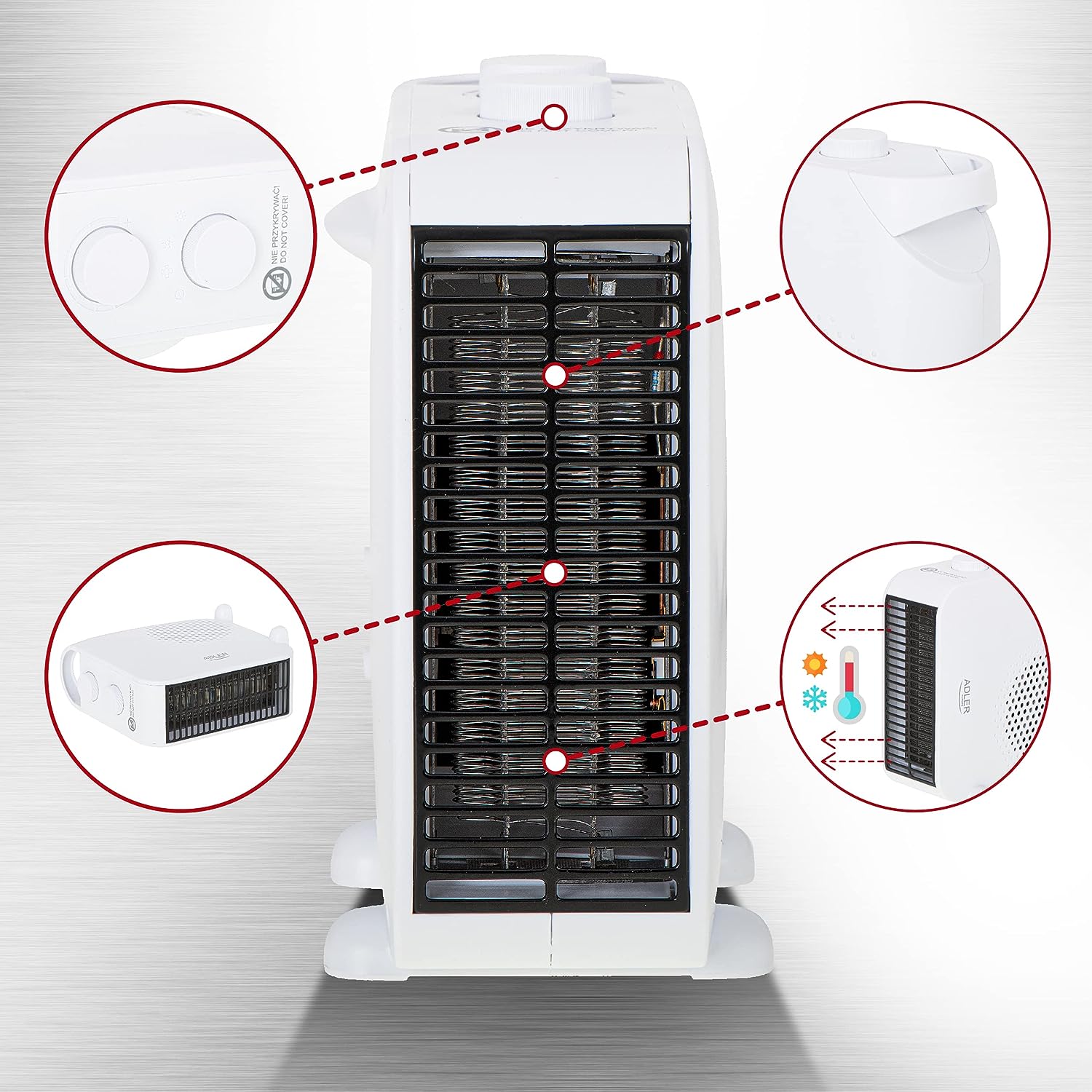 FARELKA OGRZEWANIE ELEKTRYCZNE WENTYLATOR 2 MOCE TERMOWENTYLATOR GRZEJNIK Rodzaj elektryczna