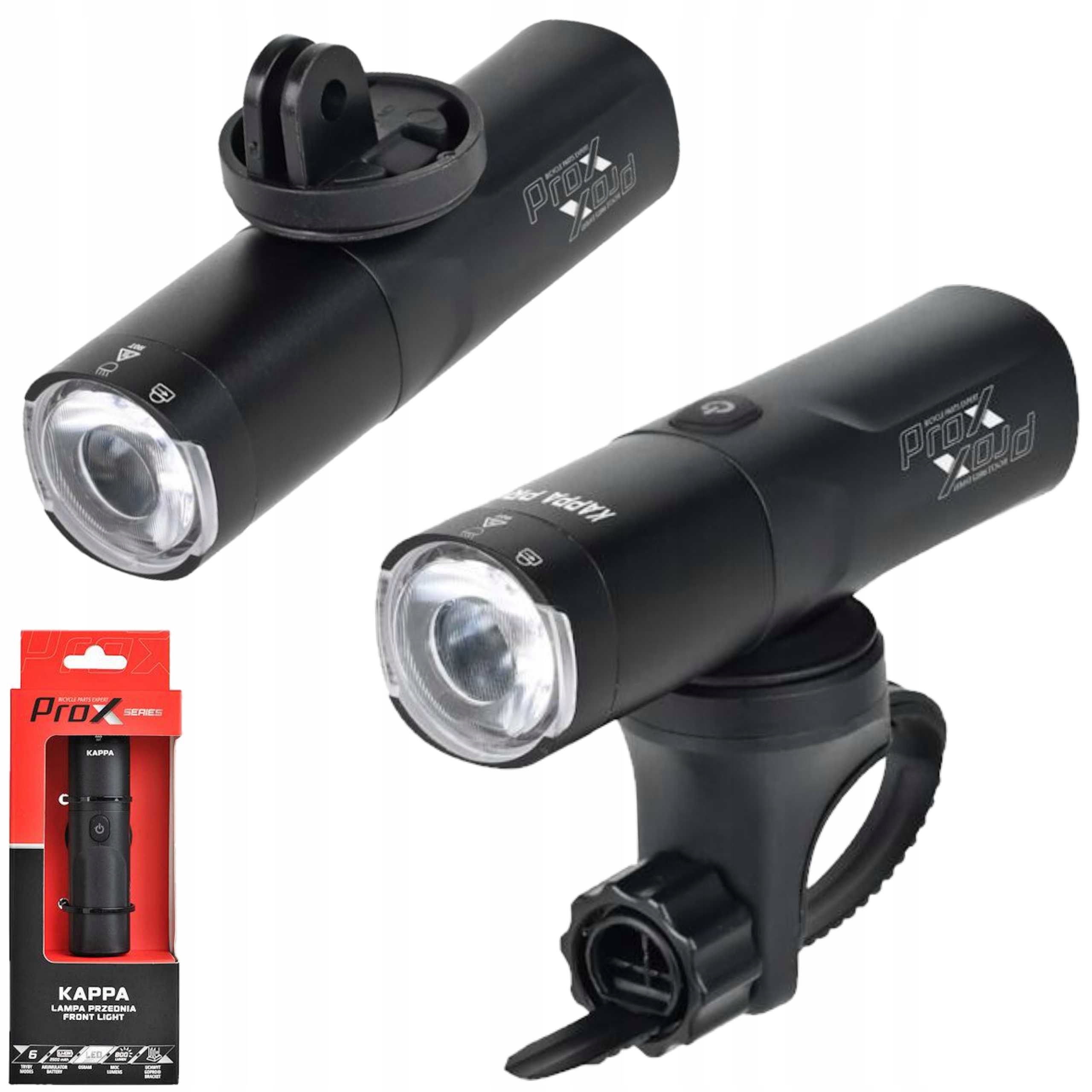 Prox Kappa 800Lm Lampka Rowerowa Przednia Usb-c 2500mAh IPX4 Standard GoPro