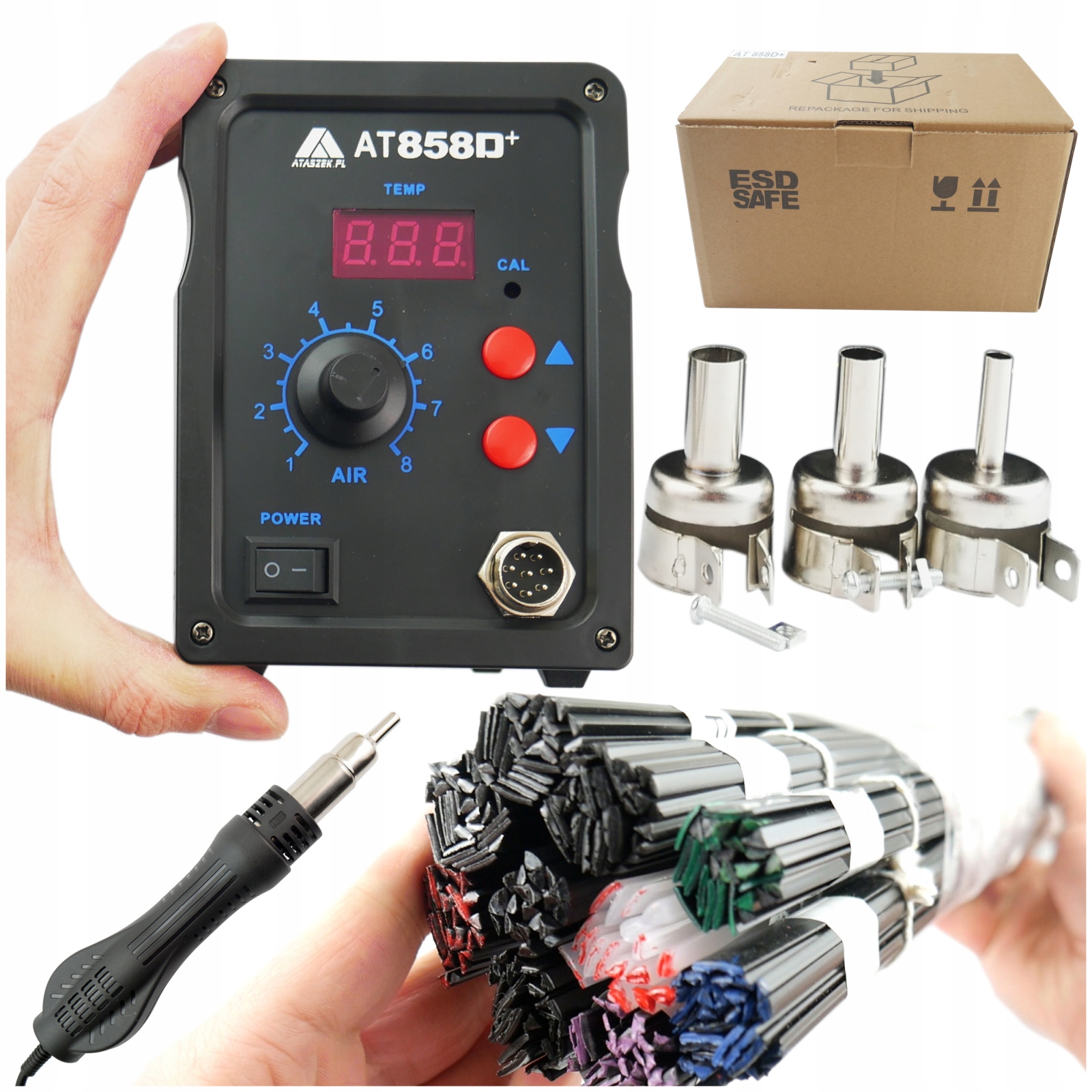 Svařovací stroj na plast AT-858 D+ Komplet Spojů 10x100 mix proužků trojúhelníků