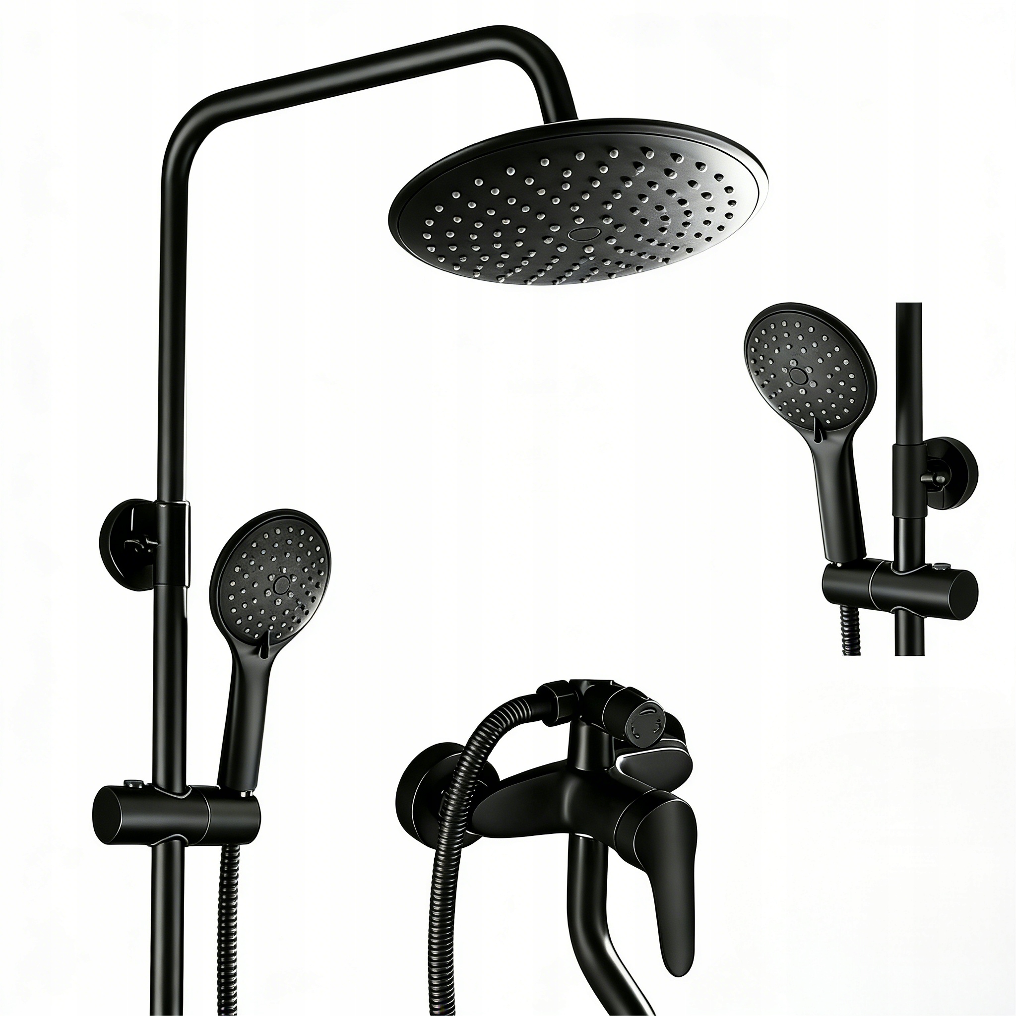 Stříkací sada Dešťová sprcha Baterie Sprchová Hlavice 100 cm Černá Mat