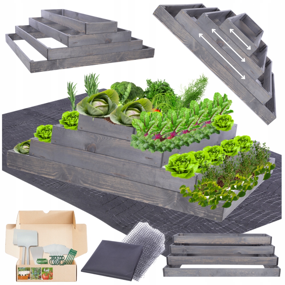 Zeleninový Záhon kaskádový, nastavitelný, vyvýšený květináč, impregnace 36x120x120