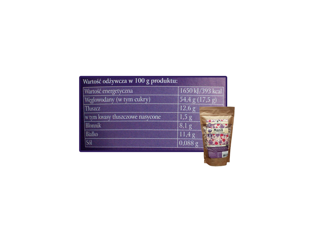 MUSLI OWSIANE BEZGLUTENOWE SMAK TRUSKAWKOWY 500G PIĘĆ PRZEMIAN Marka Pięć Przemian