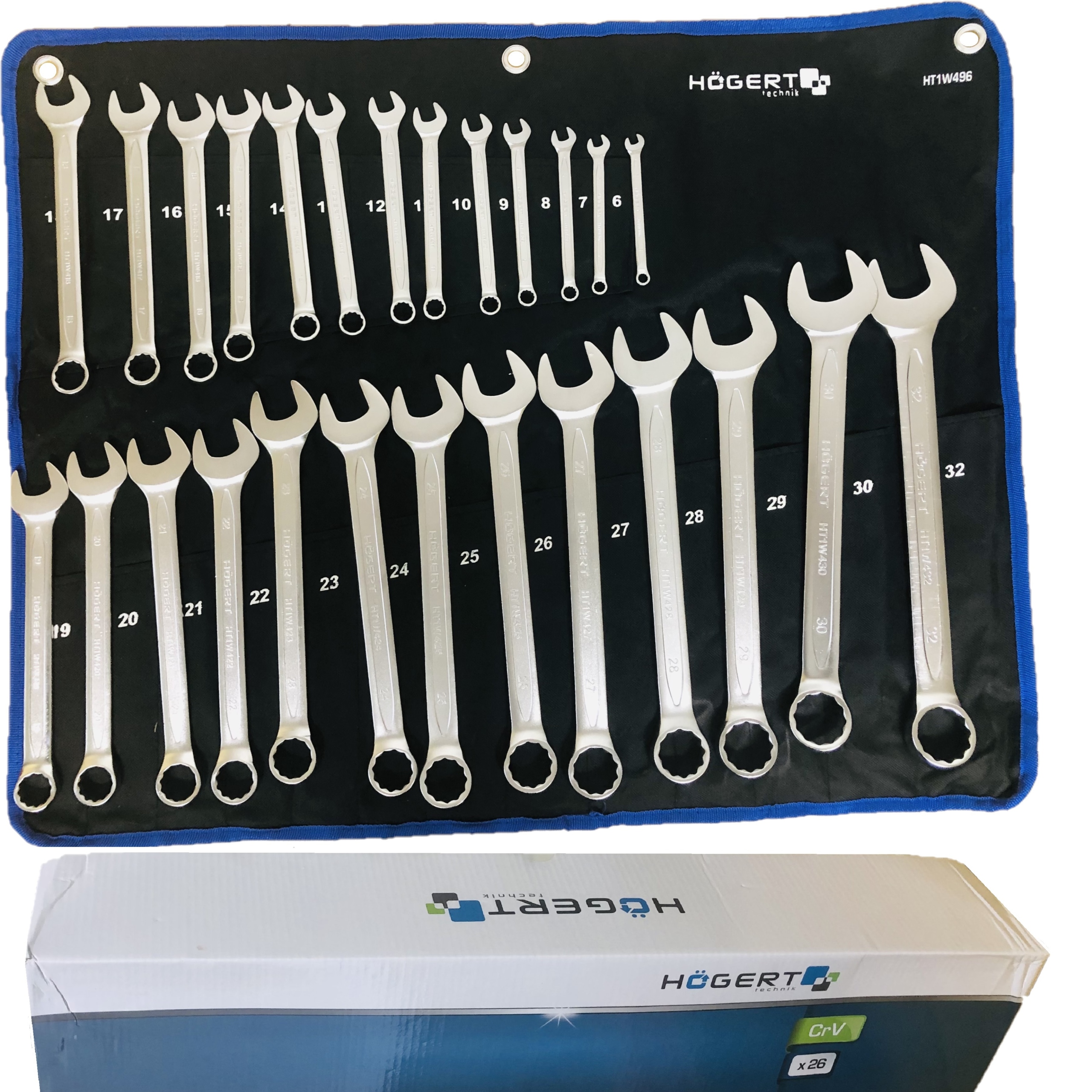 

Hogert Klucze płasko oczkowe zestaw 6-32 mm 26 szt