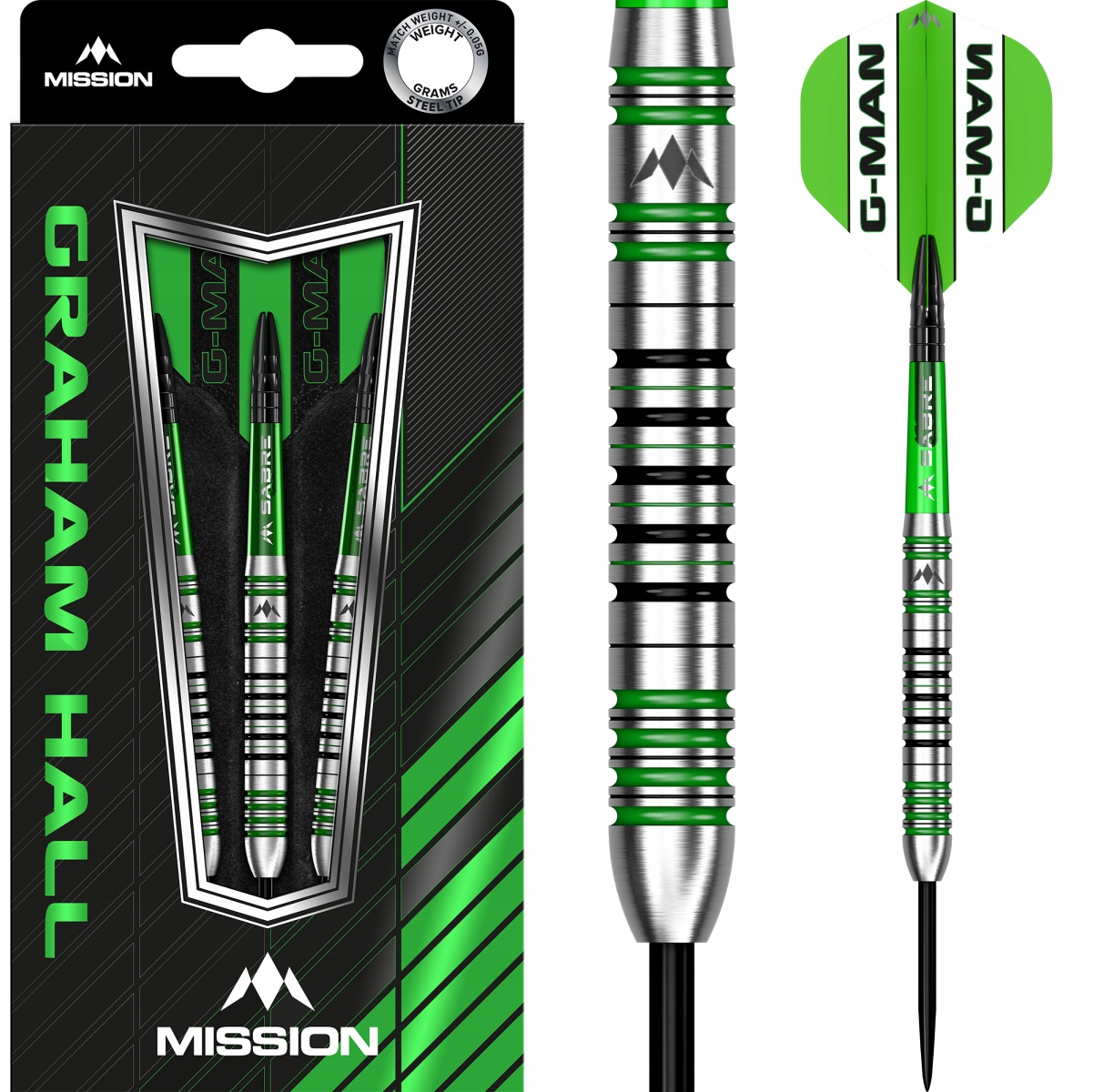 Lotki Rzutki Dart Mission Graham Hall Black & Green 90% 22g