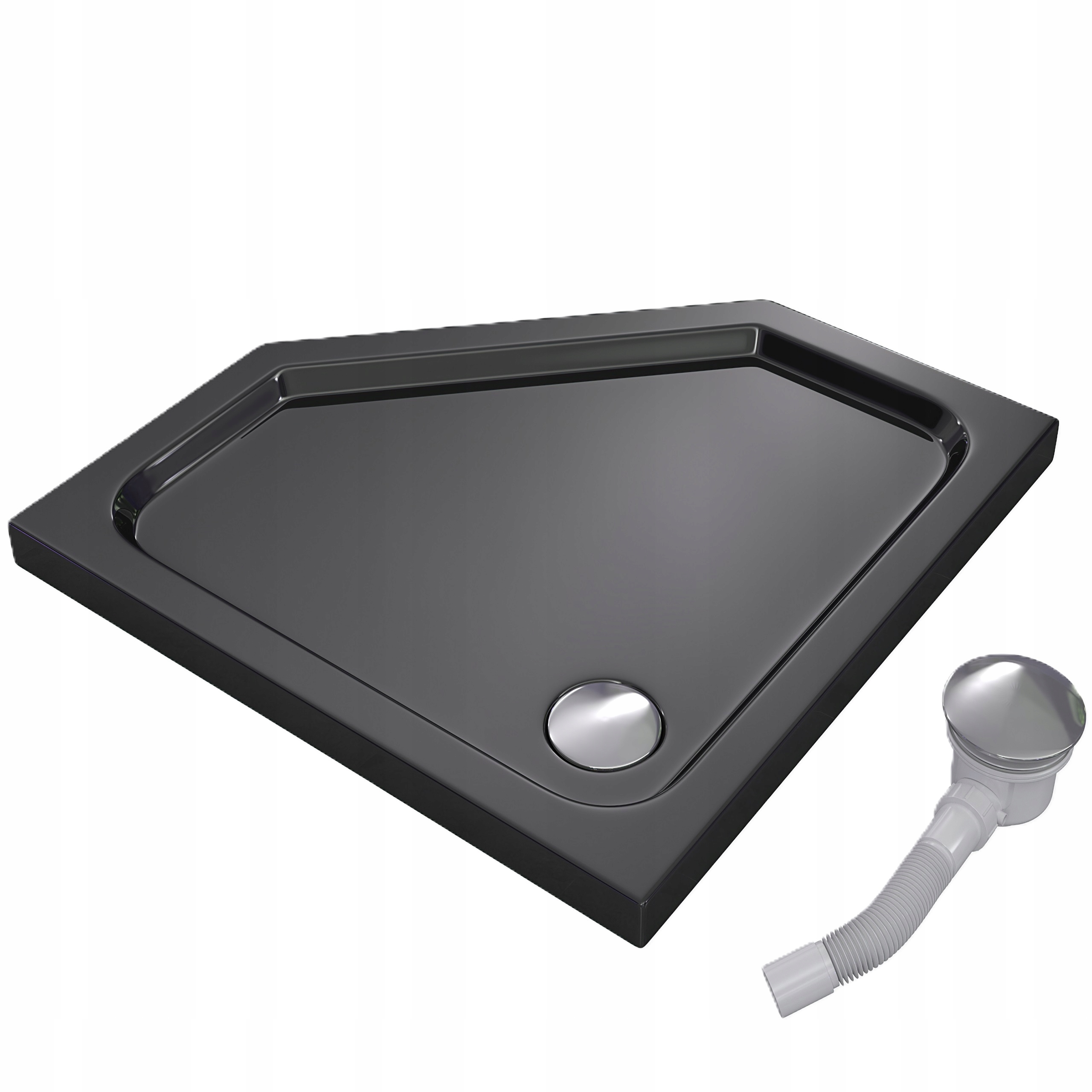 Sprchová Vanička Pětiúhelníková 100x100 Slim Nízká 5 CM Černá Black Sifon