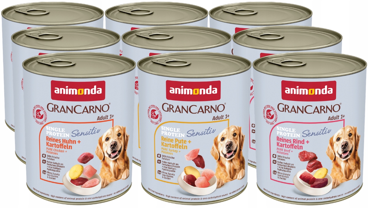Animonda GranCarno Sensitive plechovka Set 9x800g mix chutí S Bramborami