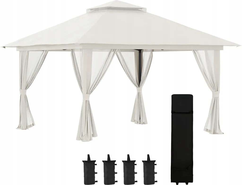 Outsunny Skladací záhradný pavilón 4x4 m Moskytiéra
