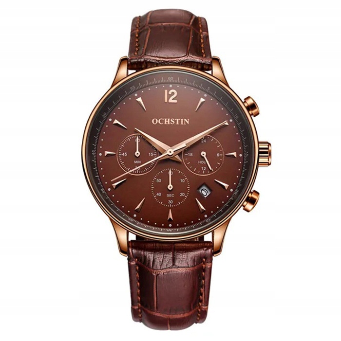 Pánské hodinky Ochstin kožený řemínek chronograf datumovka
