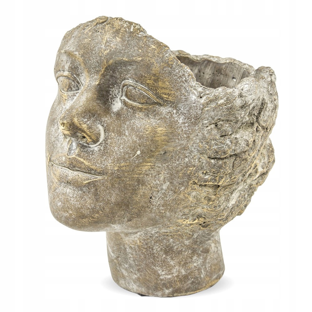 

Doniczka Złota Brązowa Głowa 18x18x14cm Cementowa