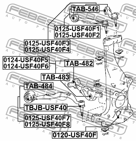 SWORZEN WAHACZA PRZOD LP FEBEST do LEXUS LS 460 Part number 0120 USF40F