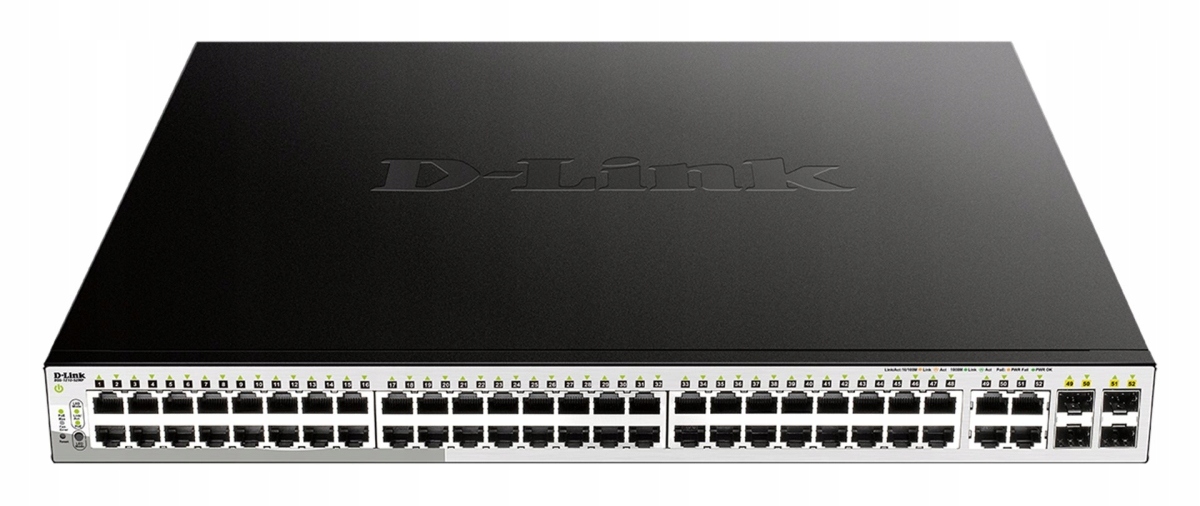 D-Link DGS-1210-52MP L2/ L3 Smart+ PoE switch, 48x GbE PoE+, 4x RJ45/ Sfp…
