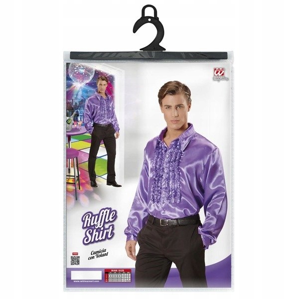 KOSZULA Z ŻABOTEM DISCO SATYNOWA FIOLETOWA XXL Rozmiar XXL