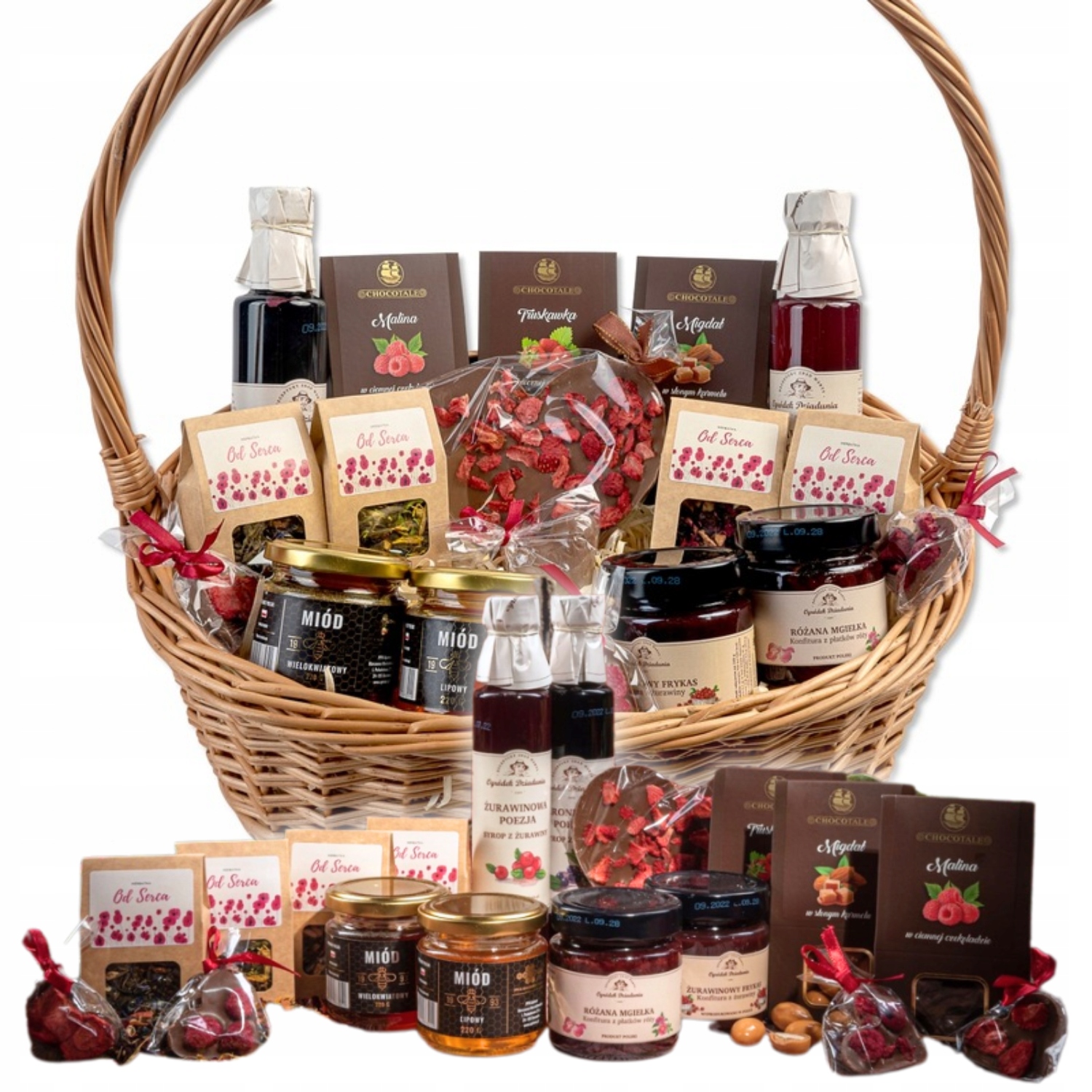 Levně Dárkový Koš Velký Proutěný Čajový Set Sladkosti Sirupy K Narozeninám