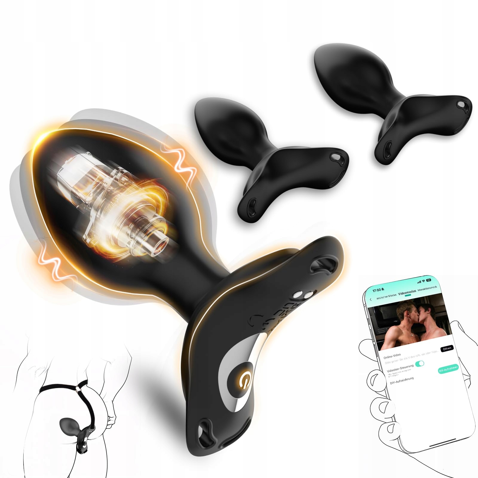 ANALPLUGS Zestaw 3 Wibratorów Analnych Zdalne Sterowanie Dla Par — miniatura 8