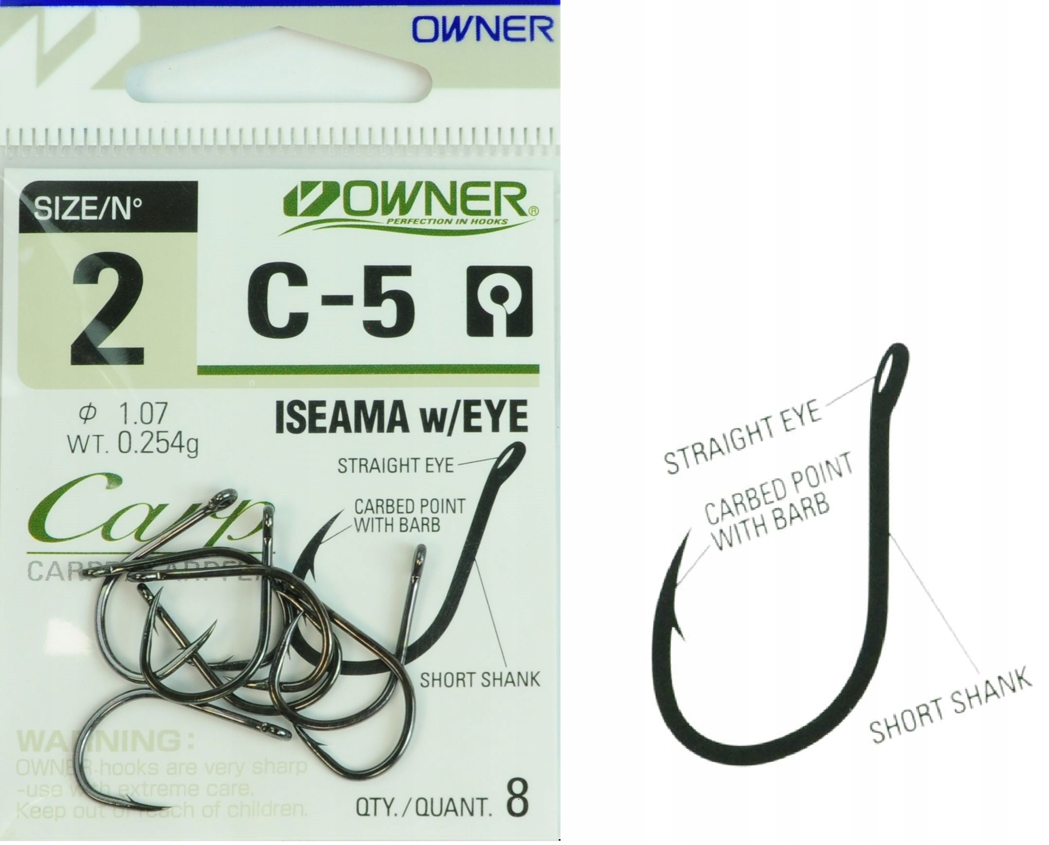 Nr 2 Haczyki Owner C-5 Carp Iseama Karpiowe Kuty Hi-carbon
