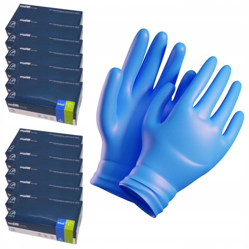 Levně Nitrilové rukavice Bez Pudru Easycare Zarys modré, velikost L, 10 balení