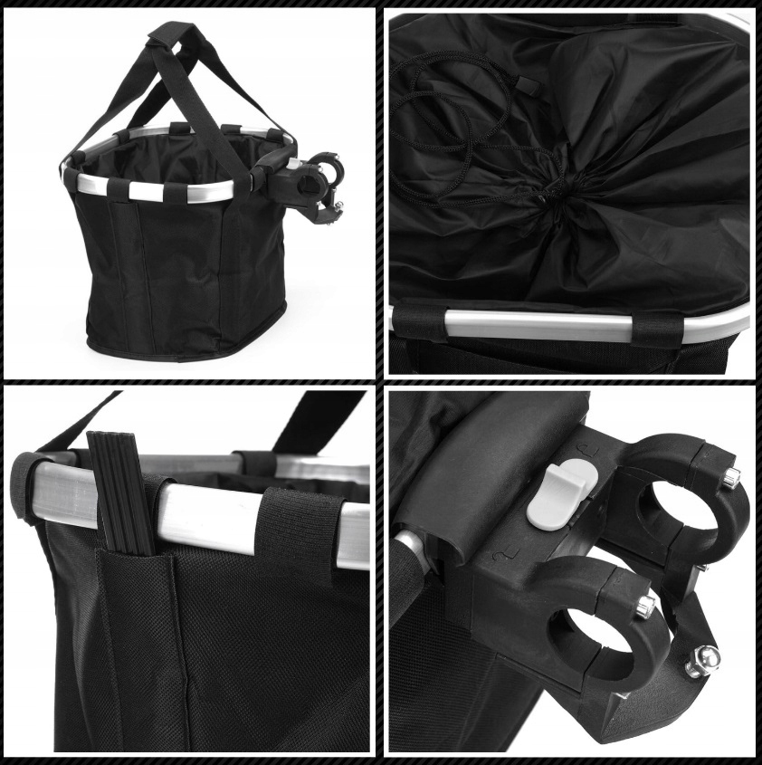 КОШИК ДЛЯ ВЕЛОСИПЕДА НА КЕРМО КОШИК ДЛЯ ВЕЛОСИПЕДА ПРИКРІПЛЕНА СУМКА + РУЧКА Переважаючий чорний колір