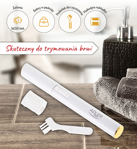 Trymer do brwi AD 2934 white - precyzyjne cięcie, regulacja długości