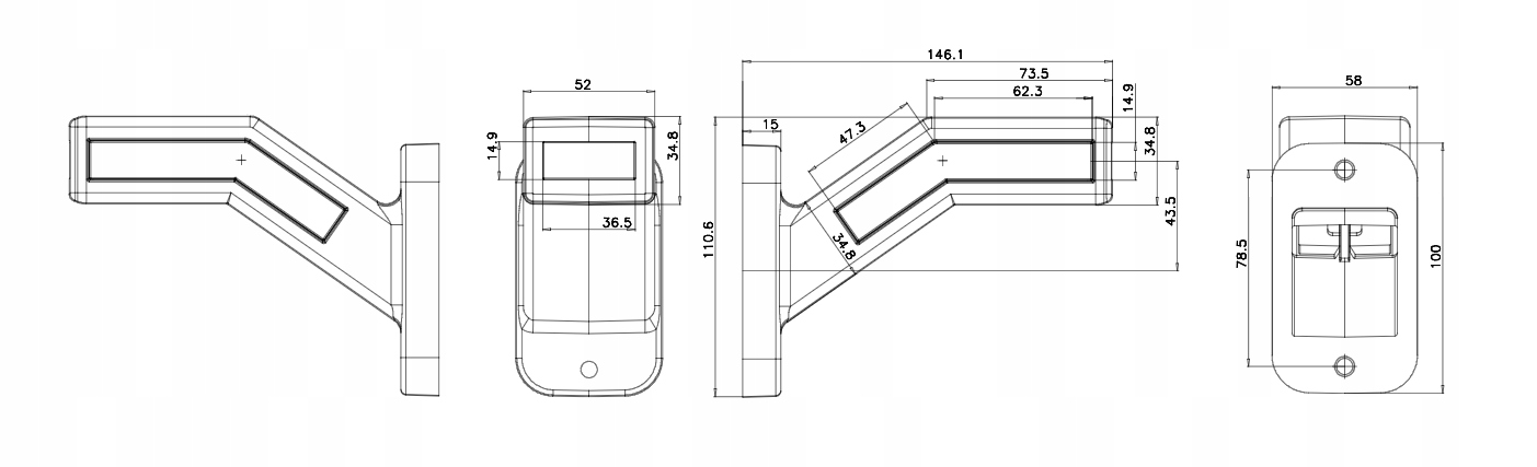 OBRYSÓWKA LAWETA NACZEPA TIR OBRYS LED PRAWA WAŚ Strona zabudowy uniwersalne