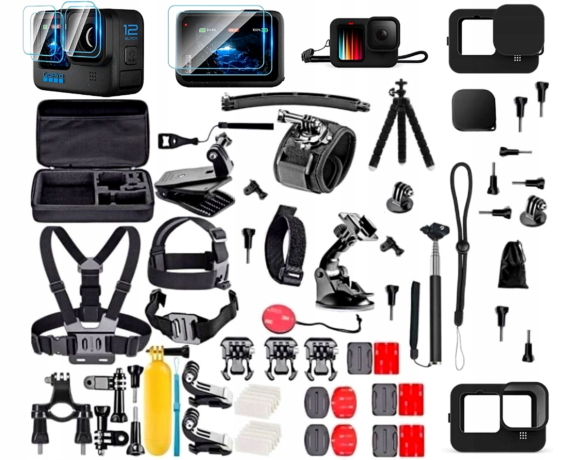 Příslušenství Kufr pro GoPro Hero 13 12 11 10 9 Sada 50v1 Sklo 6x Pouzdro