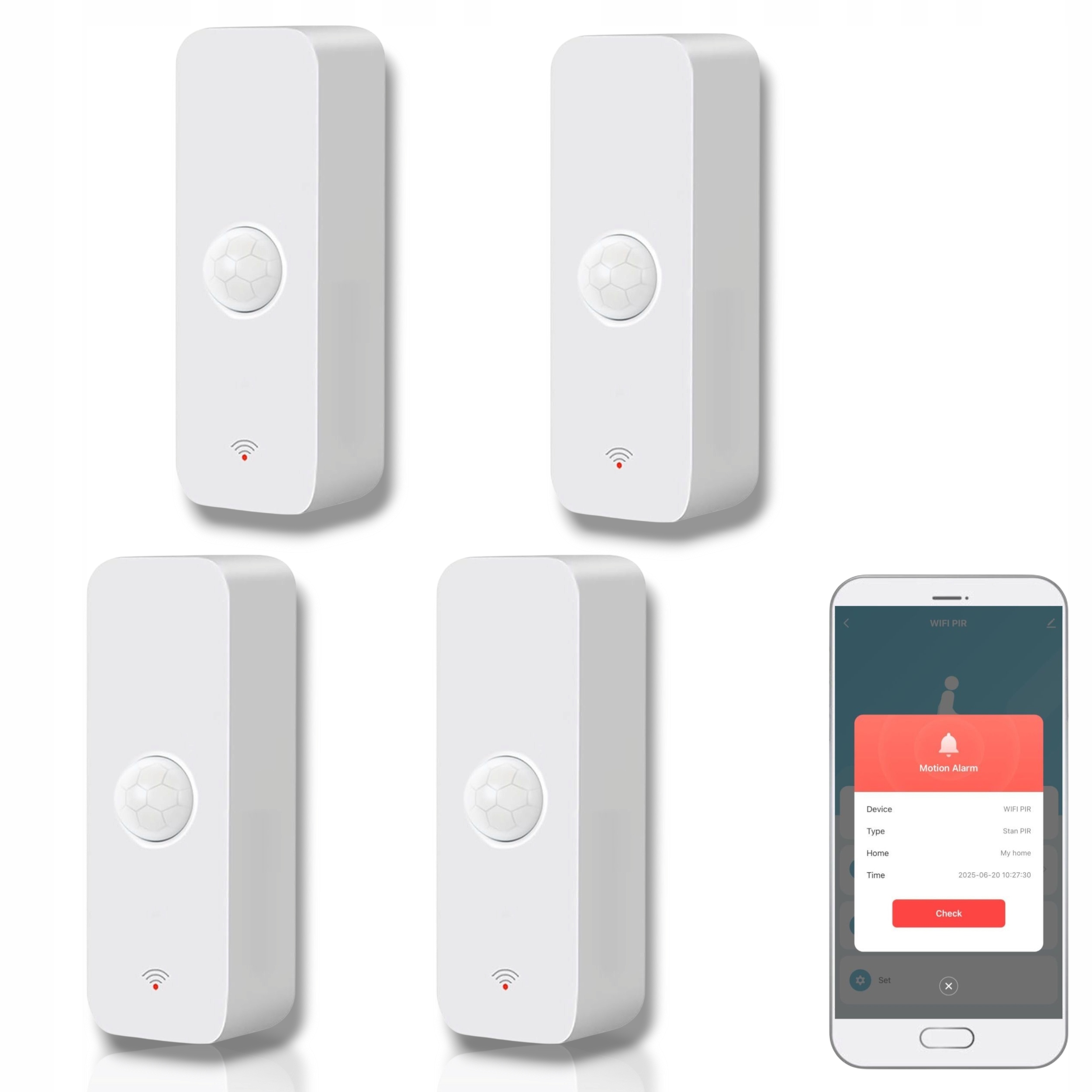 Zestaw 4x Czujników Ruchu PIR Zigbee – Sensor z Aplikacją Tuya / Smart Life